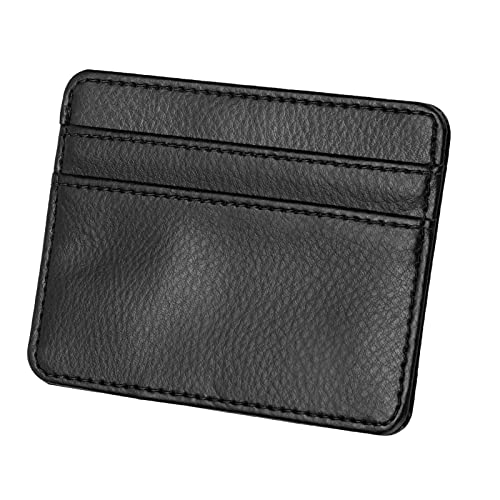 Pssopp Kreditkartenetui Weiches Leder Bankkartenetui Unisex Slim Debit Wallet Sleeve für Mann Frau(Schwarz) von Pssopp