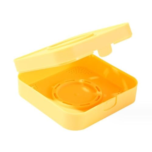 Make-up-Puff-Box, Schützender Puderquaste-Behälter aus PP-Kunststoff, Tragbar für Frauen für zu Hause (YELLOW) von Pssopp