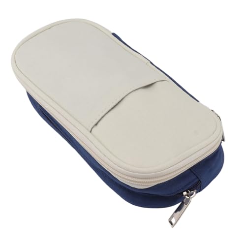 Pssopp Erweiterbare Bleistift Hülle, Große Kapazität Tragbare Bleistift Tasche Aufbewahrung Tasche Make-up-Tasche für Büro Schule Teen Girl Boy (Navy blau) von Pssopp