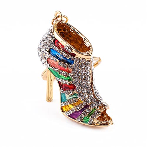 Pssopp Strass High Heel Schuh Schlüsselbund Mehrfarbige Emaille Schlüsselbund Kristall High Heel Schuh Schlüsselbund für Damenmode Stiletto Schuhe Handtasche Charm Decor von Pssopp