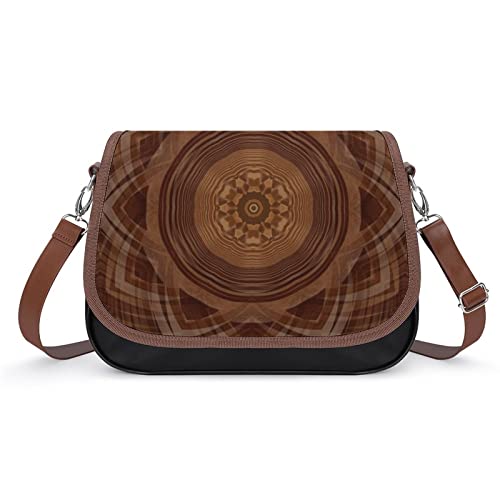 Umhängetaschen aus Bedrucktem Leder Damen Schultertasche Designer Crossbody Bag mit Verstellbar Schultergurt Kaffeefarbe Blumen von Pt'amour