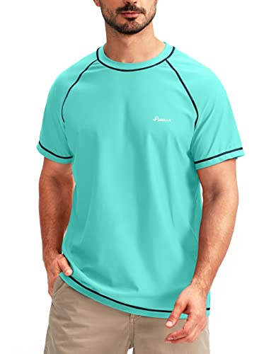 Pudolla Herren Schwimmshirts Rashguard Shirts für Herren UPF 50+ Sonnenschutz T-Shirts Schnell Trocknen Strand Surf Wasser Shirt, Mintgrün, 4XL von Pudolla