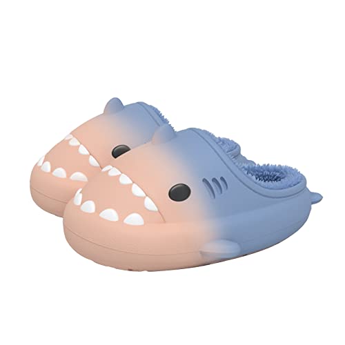 Puimentiua Damen Winter Hausschuhe,Herren Plüsch Shark Slippers,Kinder Kuschelig Pantoffeln,Mädchen Haifisch Schlappen,Lustige Gefüttert Hai Schuhe | D- Rosa,38-39 EU von Puimentiua