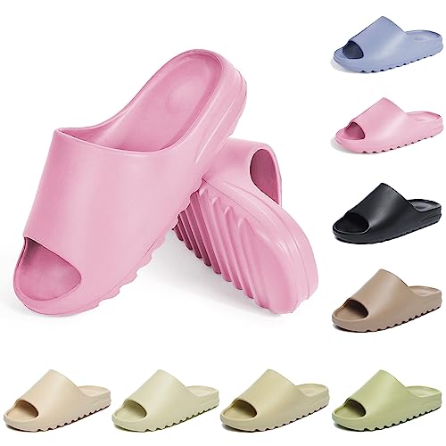 Puimentiua Weiche Open-toe Schlappen,Herren Rutschfest Slides Slippers,Damen Schnelltrocknend Hausschuhe Badelatschen Badeschuhe | N-Rosa,37 EU von Puimentiua