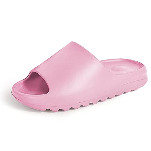 Puimentiua Weiche Open-toe Schlappen,Rutschfest Schnelltrocknend Slippers,Flach Badeschuhe Strand Outdoor,Damen Herren Hausschuhe für Sommer | I- Rosa,37 EU von Puimentiua