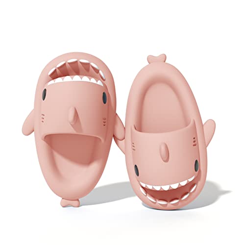 Puimentiua Shark Slides Cute Shark Slippers Lustige Hai Hausschuhe Herren Badelatchen Badeschuhe für Damen Sommer Strand Open Toe Slides Indoor Outdoor,Rosa,36/37 von Puimentiua