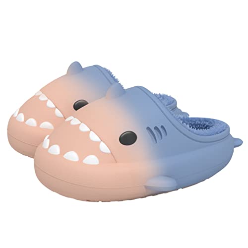 Puimentiua Shark Slides Hai Hausschuhe Damen Plüsch, Wasserdicht Warme Hausschuhe Damen Herren, Flauschige Hausschuhe für Herbst Winter Indoor Outdoor von Puimentiua