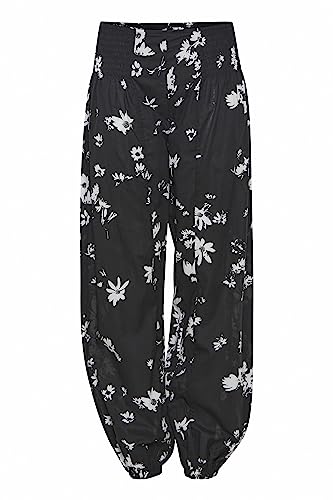 Pulz Jeans PZJILL Damen Hose Stoffhose Lange Haremshose Pumphose Pluderhose mit elastischem Bund 100% Baumwolle Regular Fit, Größe:M, Farbe:Blanc de Blanc Printed (201222) von Pulz Jeans