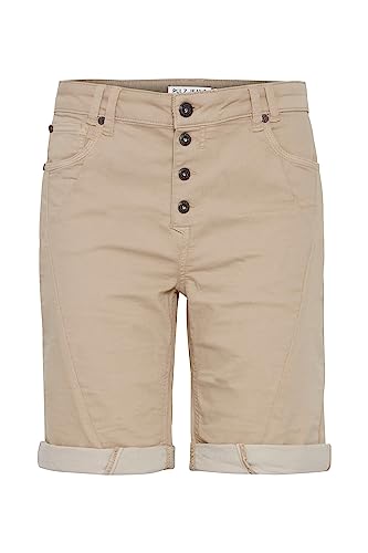 Pulz Jeans PZROSITA HW Shorts Damen Kurze Jeanshose Colored Denim mit Stretch 5-Poket-Style mit Knopfleiste Slim Fit, Größe:42, Farbe:White Pepper (151307) von Pulz Jeans