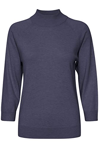 Pulz Jeans PZSARA Damen Strickpullover Feinstrick Turtleneck Pullover Stehkragen und leicht verkürzten Ärmeln, Größe:XL, Farbe:Blue Granite Melange (1839331) von Pulz Jeans