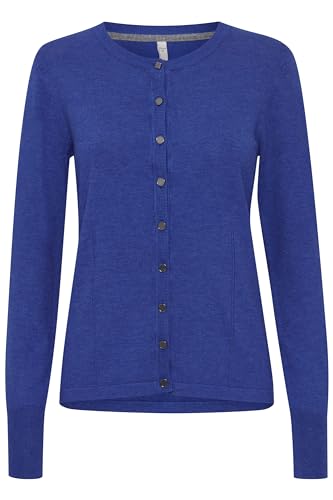 Pulz PZSARA - 50203229 LS Short Cardigan Damen Strickjacke Feinstrick Cardigan Strickcardigan Regular fit, Größe:L, Farbe:Dazzling Blue Melange (1839491) von Pulz Jeans