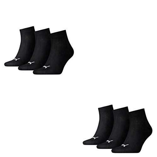 PUMA 6 Paar Sneaker Quarter Socken Unisex Invisible/schwarz, blau, grau/Art. 251015 (Black/Schwarz (200), 39/42) von PUMA