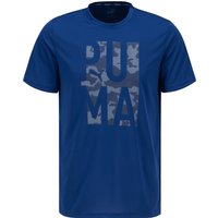 PUMA Herren T-Shirt blau Mikrofaser uni mit Motiv von Puma