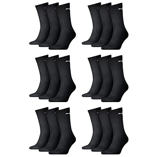 PUMA Unisex Crew Socks Socken Sportsocken MIT FROTTEESOHLE 18er Pack (35/38, Black) von PUMA