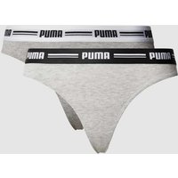 Puma String mit elastischem Logo-Bund in Mittelgrau, Größe L von Puma