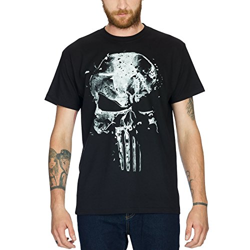 Elbenwald Punisher Marvel T-Shirt Skull Brustprint für Herren schwarz - XXXL von Elbenwald