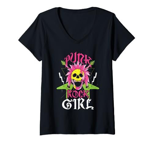 Punk Rock Girl | Punk Rock Musik | Punker Rocker T-Shirt mit V-Ausschnitt von Punk Rock Girl Punk Rock Music Punker Rocker Gift