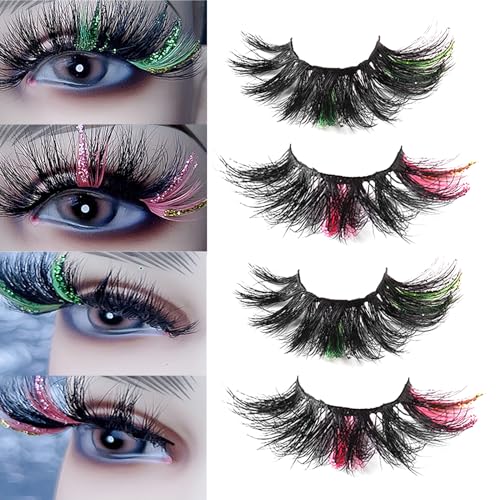 Fake Lashes Falsche Wimpern Extensions Set, Pure Vie 2Pare Künstliche Wimpern mit Glitzer Lidschatten Wiederverwendbar 3D Natürliche Curl Cat Eye Cluster Manga Lashes für Girl Frauen Hochzeit Make Up von Pure Vie