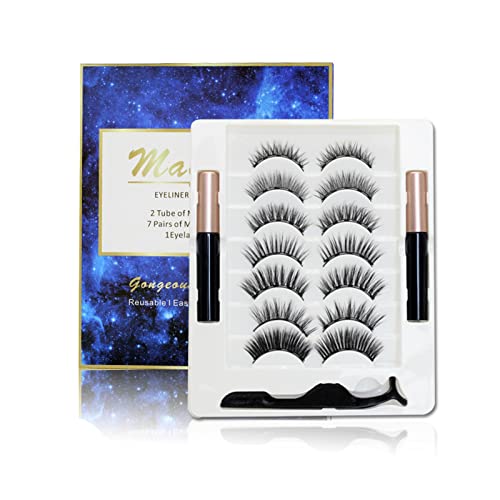 Pure Vie Magnetische Wimpern, Magnet Wimpern Magnetisch Lashes mit Eyeliner, Wiederverwendbare Selbstklebende Magnetic Eyelashes 3d Effekt Lashes Extensions Set Magnetwimpern für Mädchen Frauen von Pure Vie