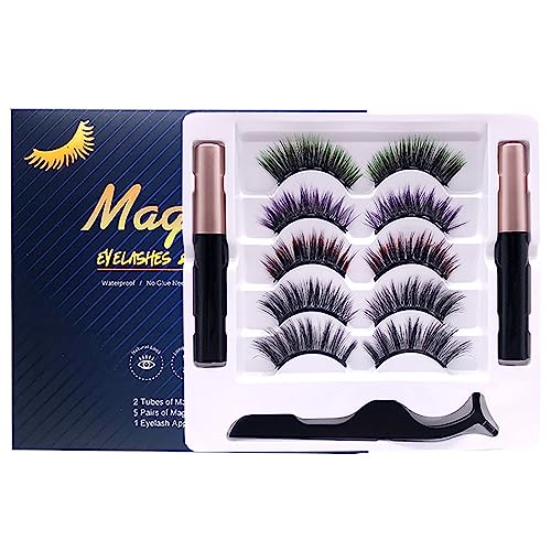 Pure Vie Magnetische Wimpern, Magnet Wimpern Magnetisch Lashes mit Eyeliner, Wiederverwendbare Selbstklebende Magnetic Eyelashes 3d Effekt Lashes Extensions Set Magnetwimpern für Mädchen Frauen von Pure Vie