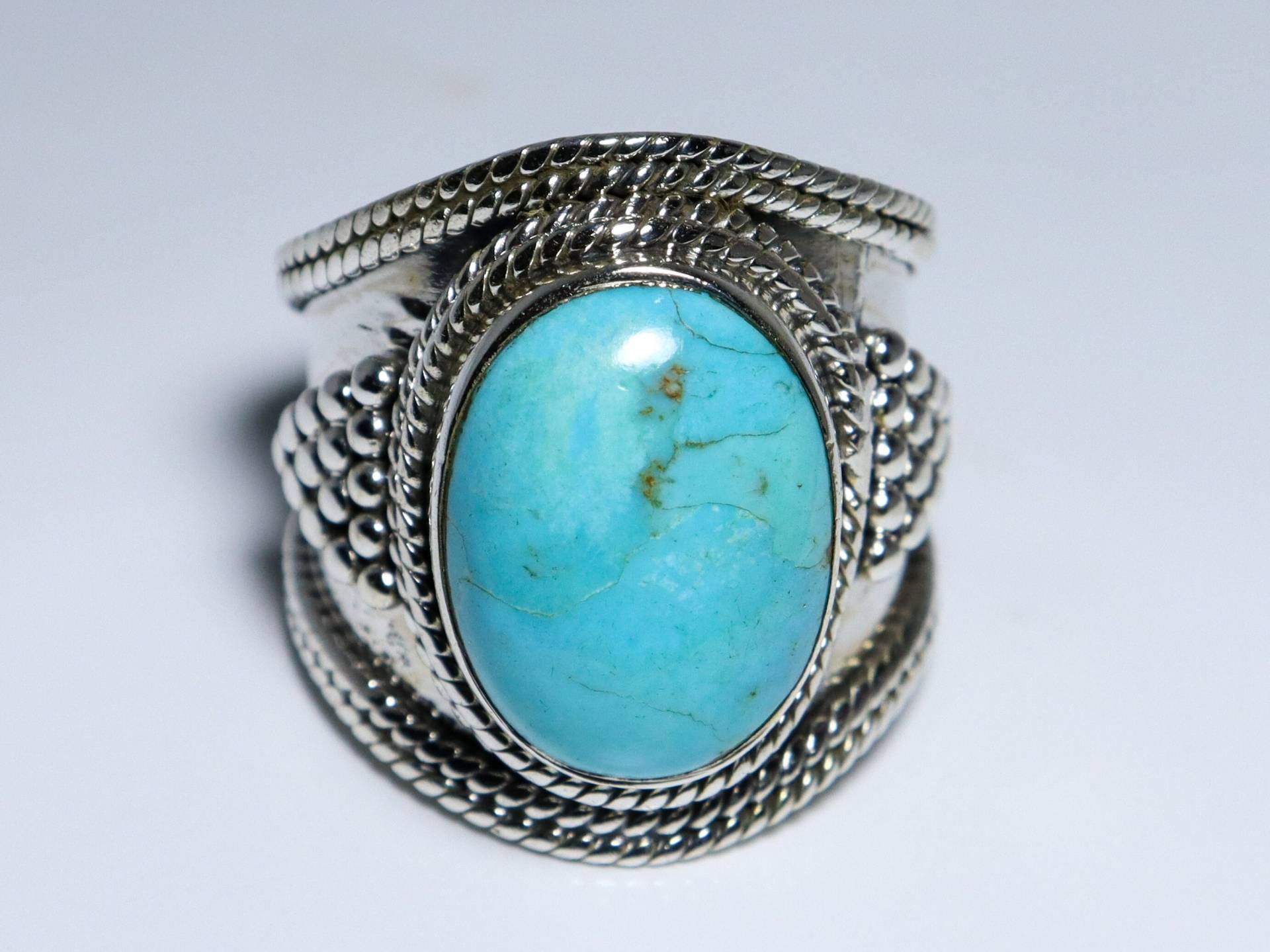 Blauer Türkis Silberring - Edelstein Ring Für Frauen 925 Sterling Silber Handgemachter Boho Band Schmuck von PurnimaSilverArtisan