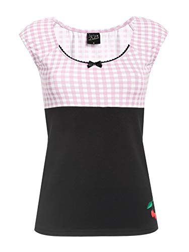 Pussy Deluxe Lightpink Plaid Evie Damen T-Shirt, Farben:schwarz/lightpink, Größe:L von Pussy Deluxe