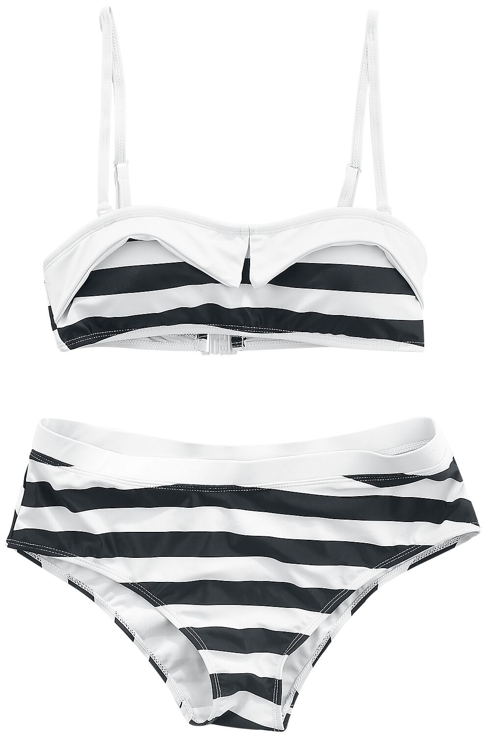 Pussy Deluxe - Rockabilly Bikini-Set - Big Party Stripes Bikini - XS bis XXL - für Damen - Größe S - schwarz/weiß von Pussy Deluxe