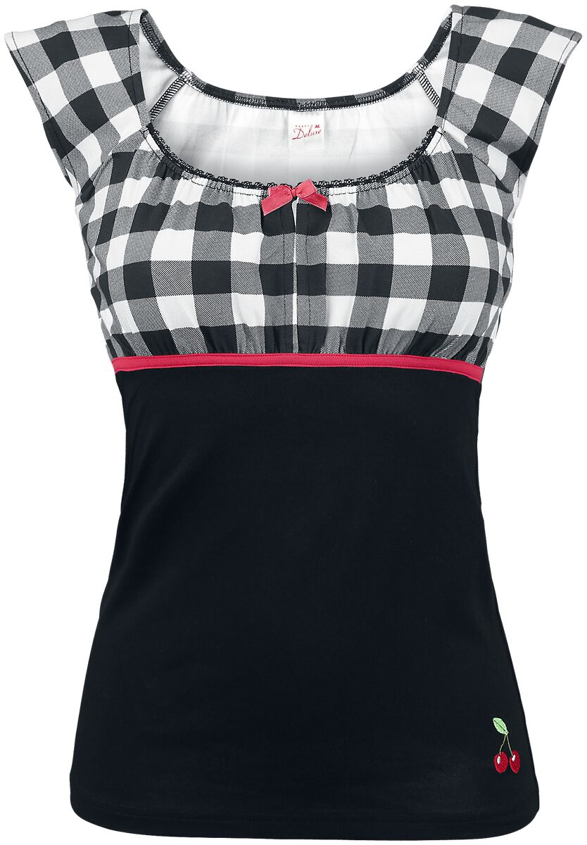 Pussy Deluxe - Rockabilly T-Shirt - Evie Shirt Plaid - XS - für Damen - Größe XS - schwarz/weiß von Pussy Deluxe