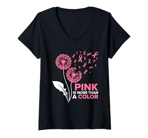 Damen Brustkrebs PINK IS MORE THAN A COLOR Löwenzahn Pusteblume T-Shirt mit V-Ausschnitt Damen Brustkrebs PINK IS MORE THAN A COLOR Löwenzahn Pusteblume T-Shirt mit V-Ausschnitt von Pusteblume Geschenk Löwenzahn Shirt Positivität