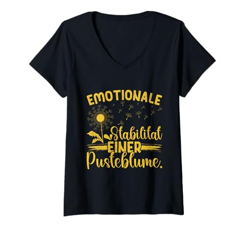 Damen Gärtner EMOTIONALE STABILITÄT EINER PUSTEBLUME Löwenzahn T-Shirt mit V-Ausschnitt Damen Gärtner EMOTIONALE STABILITÄT EINER PUSTEBLUME Löwenzahn T-Shirt mit V-Ausschnitt von Pusteblume Geschenk Löwenzahn Shirt Positivität