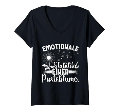 Damen Gärtner EMOTIONALE STABILITÄT EINER PUSTEBLUME Löwenzahn T-Shirt mit V-Ausschnitt Damen Gärtner EMOTIONALE STABILITÄT EINER PUSTEBLUME Löwenzahn T-Shirt mit V-Ausschnitt von Pusteblume Geschenk Löwenzahn Shirt Positivität