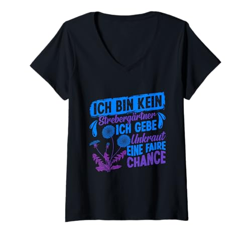 Damen Gärtner GEBE UNKRAUT FAIRE CHANCE Lustiges Löwenzahn T-Shirt mit V-Ausschnitt Damen Gärtner GEBE UNKRAUT FAIRE CHANCE Lustiges Löwenzahn T-Shirt mit V-Ausschnitt von Pusteblume Geschenk Löwenzahn Shirt Positivität