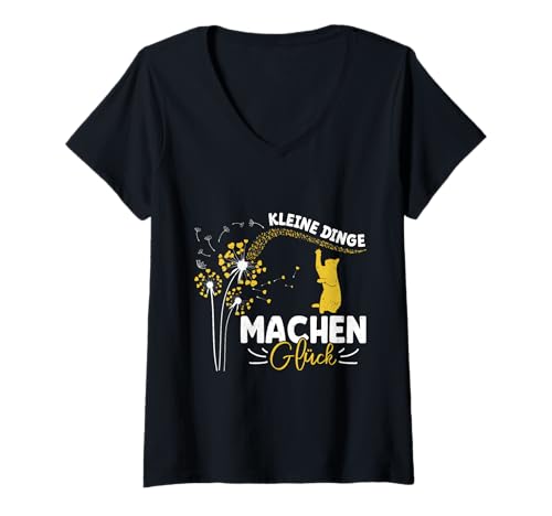 Damen Gärtner KLEINE DINGE MACHEN GLÜCK Positivität Löwenzahn T-Shirt mit V-Ausschnitt Damen Gärtner KLEINE DINGE MACHEN GLÜCK Positivität Löwenzahn T-Shirt mit V-Ausschnitt von Pusteblume Geschenk Löwenzahn Shirt Positivität