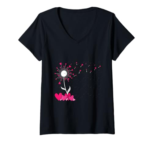 Damen Gärtner LÖWENZAHN HERZEN Positivität Lustig Pusteblume T-Shirt mit V-Ausschnitt Damen Gärtner LÖWENZAHN HERZEN Positivität Lustig Pusteblume T-Shirt mit V-Ausschnitt von Pusteblume Geschenk Löwenzahn Shirt Positivität
