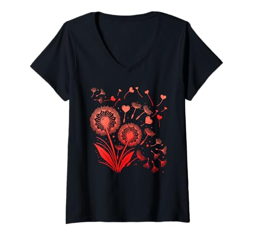 Damen Gärtner Positivität LÖWENZAHN Lustiges Pusteblume T-Shirt mit V-Ausschnitt Damen Gärtner Positivität LÖWENZAHN Lustiges Pusteblume T-Shirt mit V-Ausschnitt von Pusteblume Geschenk Löwenzahn Shirt Positivität