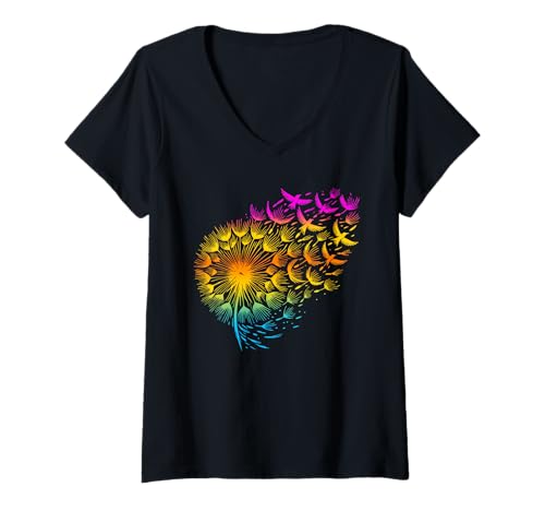 Damen Gärtner Positivität LÖWENZAHN Lustiges Pusteblume T-Shirt mit V-Ausschnitt Damen Gärtner Positivität LÖWENZAHN Lustiges Pusteblume T-Shirt mit V-Ausschnitt von Pusteblume Geschenk Löwenzahn Shirt Positivität