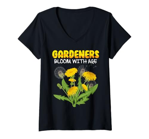 Damen Gärtnern GÄRTNER BLÜHEN MIT DEM ALTER AUF Lustig Pusteblumen T-Shirt mit V-Ausschnitt Damen Gärtnern GÄRTNER BLÜHEN MIT DEM ALTER AUF Lustig Pusteblumen T-Shirt mit V-Ausschnitt von Pusteblume Geschenk Löwenzahn Shirt Positivität