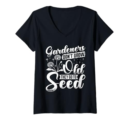 Damen Gärtnern GARDENERS DON'T GROW OLD Lustiges Löwenzahn T-Shirt mit V-Ausschnitt Damen Gärtnern GARDENERS DON'T GROW OLD Lustiges Löwenzahn T-Shirt mit V-Ausschnitt von Pusteblume Geschenk Löwenzahn Shirt Positivität
