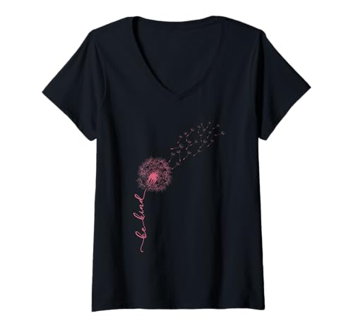 Damen Hippie BE KIND Flower Power Pusteblume Lustig Löwenzahn T-Shirt mit V-Ausschnitt Damen Hippie BE KIND Flower Power Pusteblume Lustig Löwenzahn T-Shirt mit V-Ausschnitt von Pusteblume Geschenk Löwenzahn Shirt Positivität