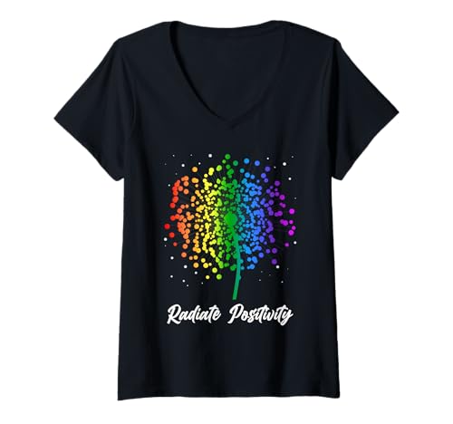 Damen Hippie RADIATE POSITIVITY Löwenzahn Lustig Pusteblumen T-Shirt mit V-Ausschnitt Damen Hippie RADIATE POSITIVITY Löwenzahn Lustig Pusteblumen T-Shirt mit V-Ausschnitt von Pusteblume Geschenk Löwenzahn Shirt Positivität