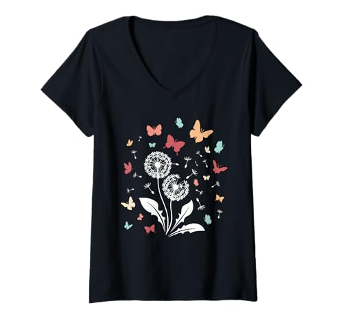 Damen Löwenzahn Fanartikel Gärtner Positivität Lustig Pusteblumen T-Shirt mit V-Ausschnitt Damen Löwenzahn Fanartikel Gärtner Positivität Lustig Pusteblumen T-Shirt mit V-Ausschnitt von Pusteblume Geschenk Löwenzahn Shirt Positivität