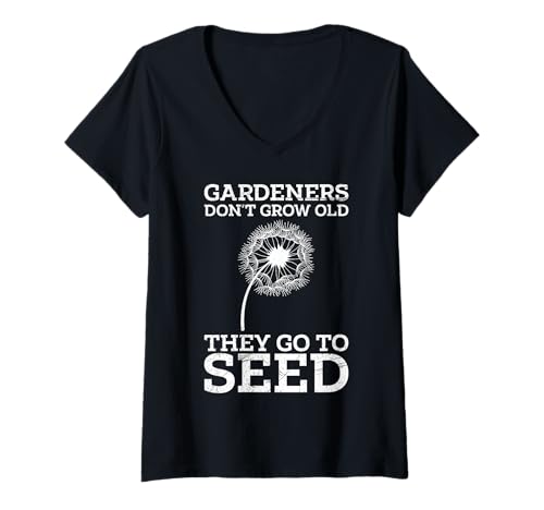 Damen Löwenzahn GARDENERS DON'T GROW OLD Lustiges Pusteblume T-Shirt mit V-Ausschnitt Damen Löwenzahn GARDENERS DON'T GROW OLD Lustiges Pusteblume T-Shirt mit V-Ausschnitt von Pusteblume Geschenk Löwenzahn Shirt Positivität