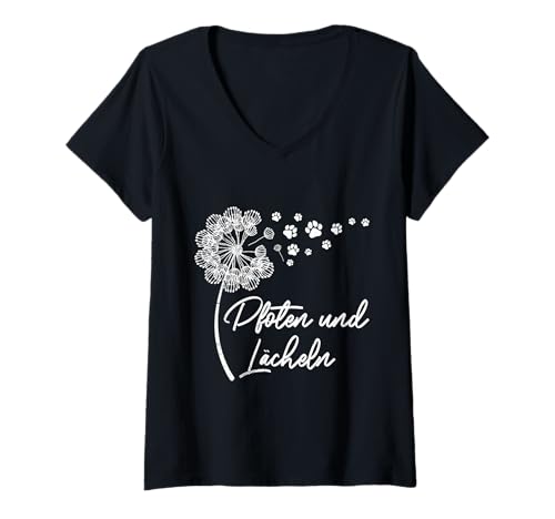 Damen Löwenzahn PFOTEN UND LÄCHELN Lustiges Pusteblume T-Shirt mit V-Ausschnitt Damen Löwenzahn PFOTEN UND LÄCHELN Lustiges Pusteblume T-Shirt mit V-Ausschnitt von Pusteblume Geschenk Löwenzahn Shirt Positivität