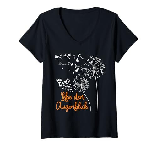 Damen Meditation LEBE DEN AUGENBLICK Pusteblume Lustig Löwenzahn T-Shirt mit V-Ausschnitt Damen Meditation LEBE DEN AUGENBLICK Pusteblume Lustig Löwenzahn T-Shirt mit V-Ausschnitt von Pusteblume Geschenk Löwenzahn Shirt Positivität