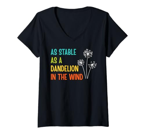 Damen Motivation AS STABLE AS A DANDELION IN THE WIND Pusteblume T-Shirt mit V-Ausschnitt Damen Motivation AS STABLE AS A DANDELION IN THE WIND Pusteblume T-Shirt mit V-Ausschnitt von Pusteblume Geschenk Löwenzahn Shirt Positivität