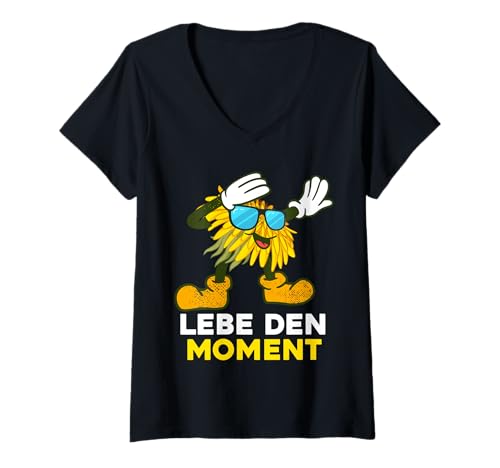 Damen Motivation LEBE DEN MOMENT Löwenzahn Lustig Pusteblumen T-Shirt mit V-Ausschnitt Damen Motivation LEBE DEN MOMENT Löwenzahn Lustig Pusteblumen T-Shirt mit V-Ausschnitt von Pusteblume Geschenk Löwenzahn Shirt Positivität