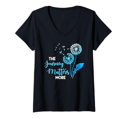 Damen Motivation THE JOURNEY MATTERS MORE Löwenzahn Pusteblumen T-Shirt mit V-Ausschnitt Damen Motivation THE JOURNEY MATTERS MORE Löwenzahn Pusteblumen T-Shirt mit V-Ausschnitt von Pusteblume Geschenk Löwenzahn Shirt Positivität
