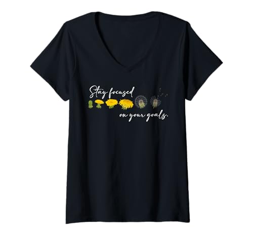 Damen Motivierung BLEIB DRAN BIST FAST DA Lustiges Pusteblumen T-Shirt mit V-Ausschnitt Damen Motivierung BLEIB DRAN BIST FAST DA Lustiges Pusteblumen T-Shirt mit V-Ausschnitt von Pusteblume Geschenk Löwenzahn Shirt Positivität