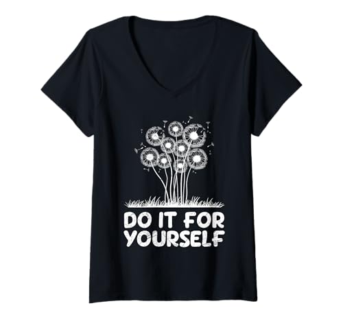 Damen Positivität DO IT FOR YOURSELF Pusteblume Lustig Löwenzahn T-Shirt mit V-Ausschnitt Damen Positivität DO IT FOR YOURSELF Pusteblume Lustig Löwenzahn T-Shirt mit V-Ausschnitt von Pusteblume Geschenk Löwenzahn Shirt Positivität