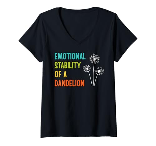 Damen Positivität EMOTIONALE STABILITÄT DER PUSTEBLUME Löwenzahn T-Shirt mit V-Ausschnitt Damen Positivität EMOTIONALE STABILITÄT DER PUSTEBLUME Löwenzahn T-Shirt mit V-Ausschnitt von Pusteblume Geschenk Löwenzahn Shirt Positivität